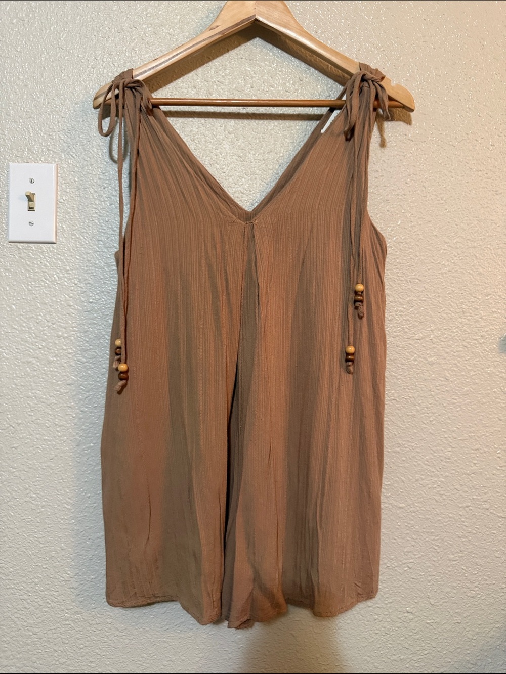 Mustard Seed Brown Tie-Shoulder romper